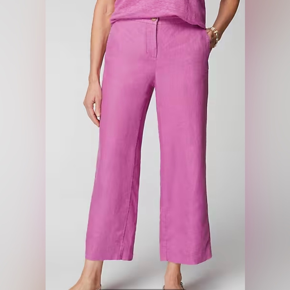 J. Jill wide leg Linen pants Cropped Wild orchid Size Large